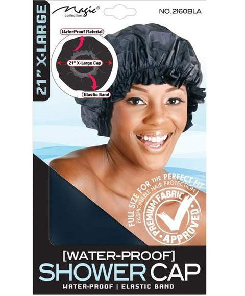 MAGIC COLLECTION WATER PROOF SHOWER CAP 2160BLA X L Durags and Caps Asetena Pa