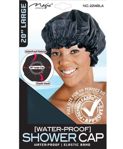 MAGIC COLLECTION WATER PROOF SHOWER CAP 2214BLA Large Color Black Durags and Caps Asetena Pa