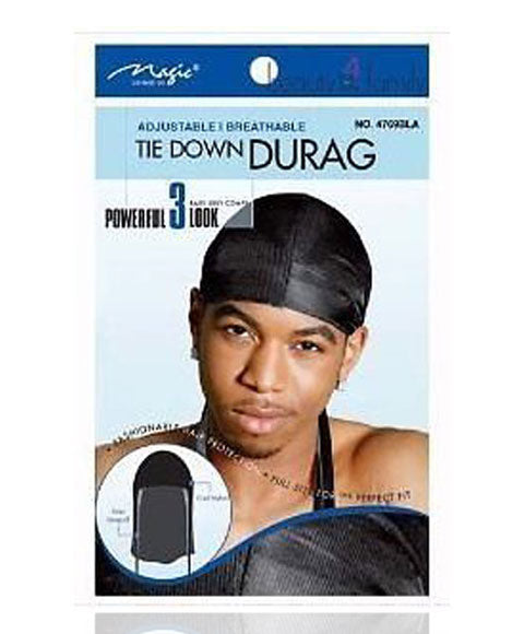MAGIC COLLECTION TIE DOWN DURAG 4769 Color Black Durags and Caps Asetena Pa