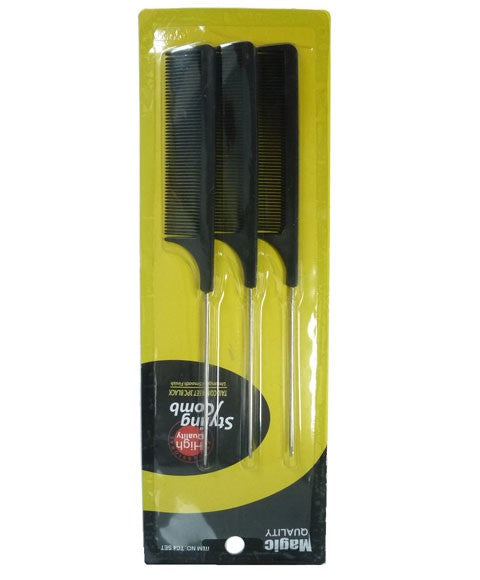 MAGIC QUALITY STYLING COMB TC4 SET 3 pcs Color Black Hair Brushes and Combs Asetena Pa