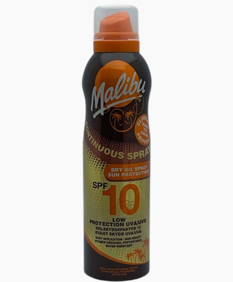MALIBU CONTINUOUS SPRAY DRY OIL SPRAY SUN PROTECTION SPF10 175ml Skin Treatments Asetena Pa