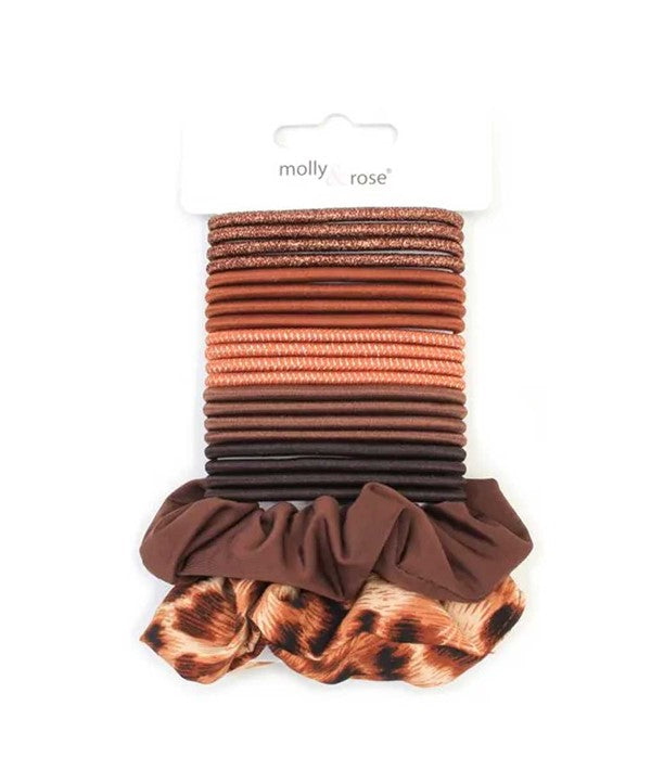 BROWN ELASTICS AND SCRUNCHIES SET 9319 Hair Accessories Asetena Pa