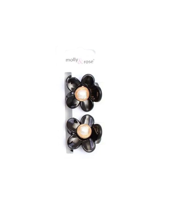 FLOWER SHAPED PEARL HAIR CLAMPS Color Assorted Hair Accessories Asetena Pa