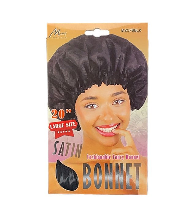 MURRY COLLECTION SATIN BONNET M2078BLK "20" Large" Durags and Caps Asetena Pa