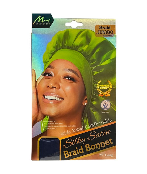 SILKY SATIN BRAID BONNET BLACK MBY401AST Jumbo Color Assorted Durags and Caps Asetena Pa
