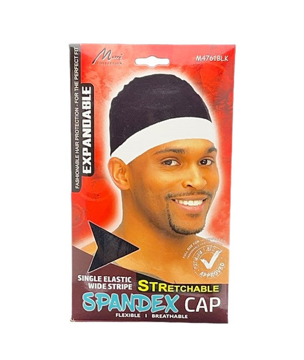 MURRY COLLECTION SINGLE ELASTIC WIDE SPANDEX CAP M4761BLK Durags and Caps Asetena Pa