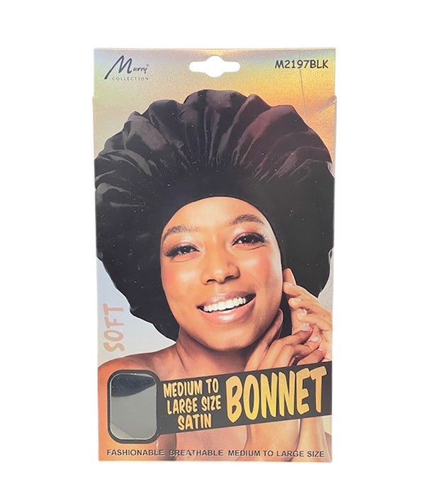 SOFT MEDIUM TO LARGE SIZE SATIN BONNET M2197BLK Durags and Caps Asetena Pa