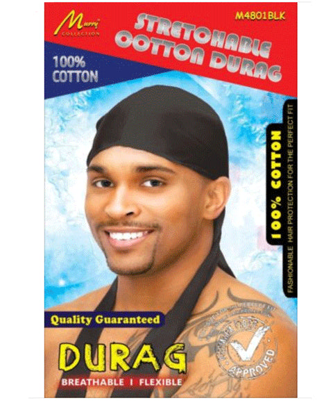 MURRY COLLECTION STRETCHABLE COTTON DURAG M4801BLK Durags and Caps Asetena Pa
