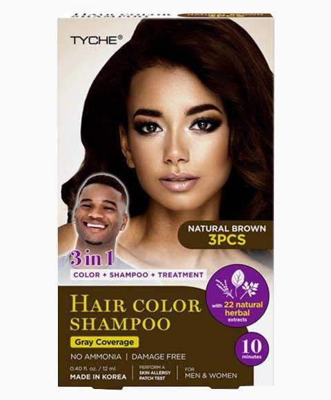 TYCHE 3IN1 HAIR COLOR SHAMPOO NATURAL BROWN 12ml Hair Color Asetena Pa