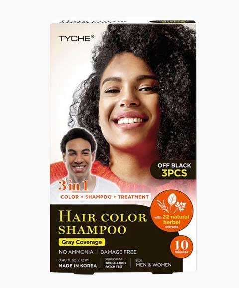TYCHE 3IN1 HAIR COLOR SHAMPOO 12ml Color Off Black Hair Color Asetena Pa