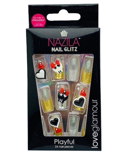NAIL GLITZ LOVE GLAMOUR PLAYFUL 24 Nails Nails Asetena Pa