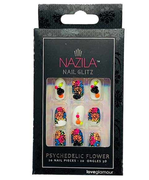 NAIL GLITZ LOVE GLAMOUR PSYCHEDELIC FLOWER 20 Nails Nails Asetena Pa