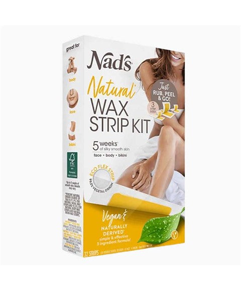 NADS NATURAL WAX STRIP KIT 32 Strips Hair Removing Asetena Pa