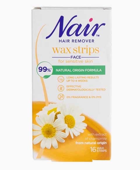 NAIR FACIAL WAX STRIPS FACE FOR SENSITIVE SKIN 16 Wax Strips Hair Removing Asetena Pa