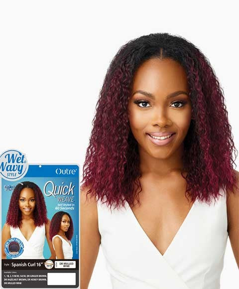 QUICK WEAVE SPANISH CURL 16" Color DR Ginger Brown Half Wigs Asetena Pa