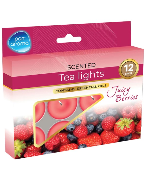 SCENTED TEA LIGHTS JUICY BERRIES 12 pcs Candles Asetena Pa