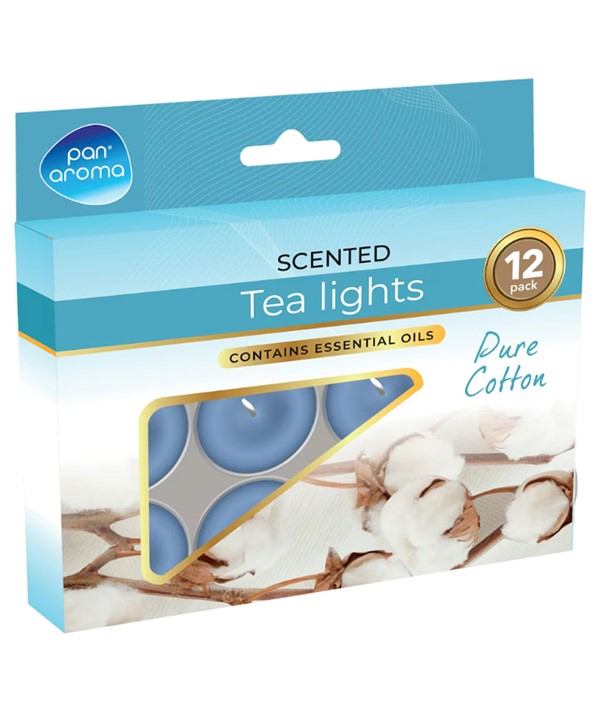 SCENTED TEA LIGHTS PURE COTTON 12 pcs Candles Asetena Pa