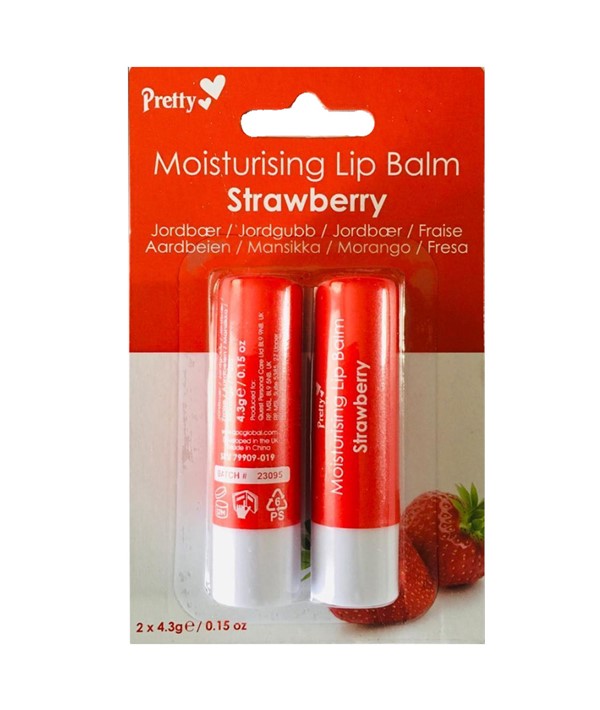 PRETTY MOISTURISING LIP BALM STRAWBERRY 2 x 4.3 g Lips Asetena Pa