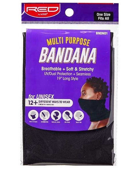 MULTI PURPOSE UNISEX BANDANA BNDN01 One Size Color Black Durags and Caps Asetena Pa