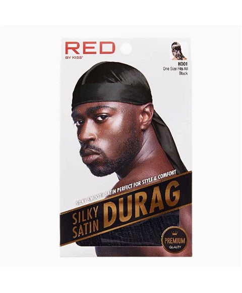 RED BY KISS SILKY SMOOTH SATIN DURAG HD01 Color Black Durags and Caps Asetena Pa