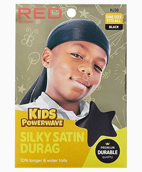 RED BY KISS KIDS POWERWAVE SILKY SATIN DURAG HJ30 Color Black Durags and Caps Asetena Pa