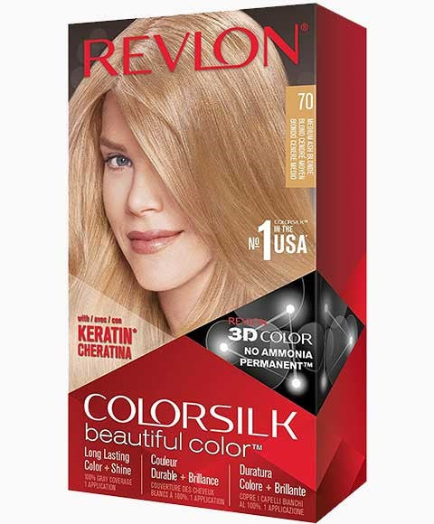 COLORSILK BEAUTIFUL COLOR PERMANENT HAIR COLOR 70 MEDIUM ASH BLONDE Hair Color Asetena Pa