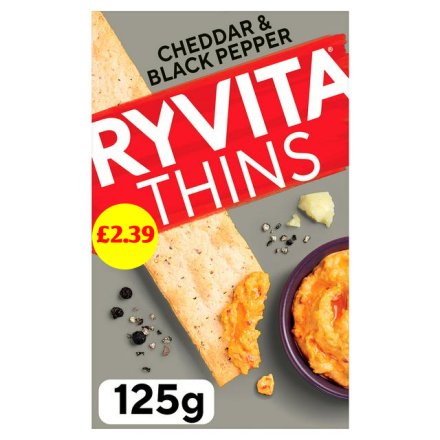 Ryvita Thins Cheddar & Black Pepper 6x125g