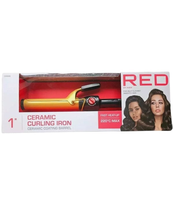 RED BY KISS CERAMIC CURLING IRON C105NG 1" Hot Irons Asetena Pa