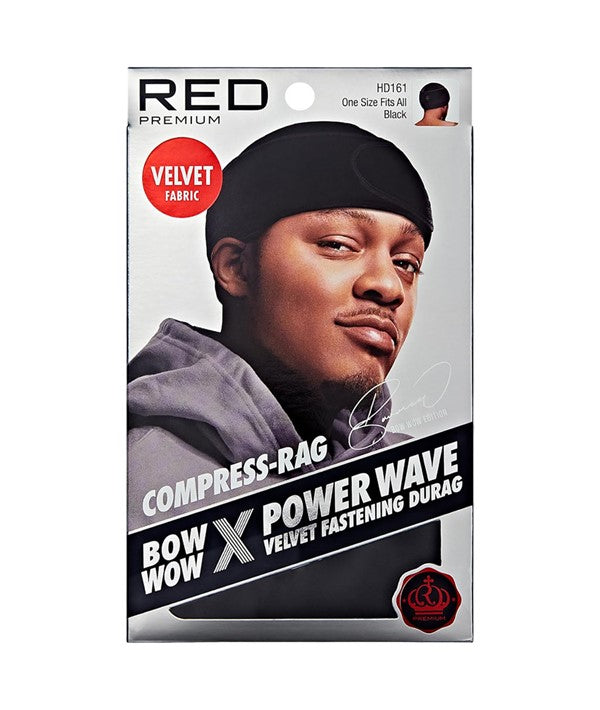 RED BY KISS PREMIUM BOW WOW X POWER WAVE VELVET FASTENING DURAG HD161 one size fits all Color Black Durags and Caps Asetena Pa