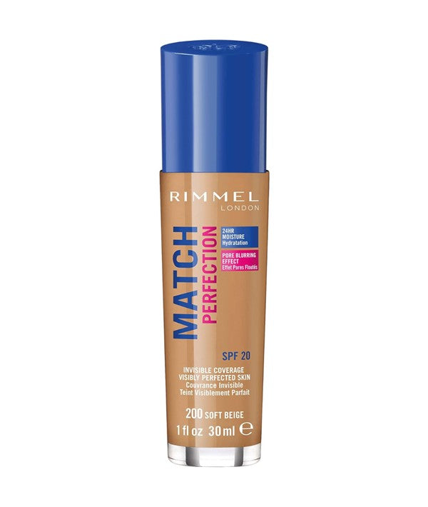 RIMMEL MATCH PERFECTION LIQUID FOUNDATION WITH SPF 20 30 ML Color 203 True Beige Foundation Asetena Pa