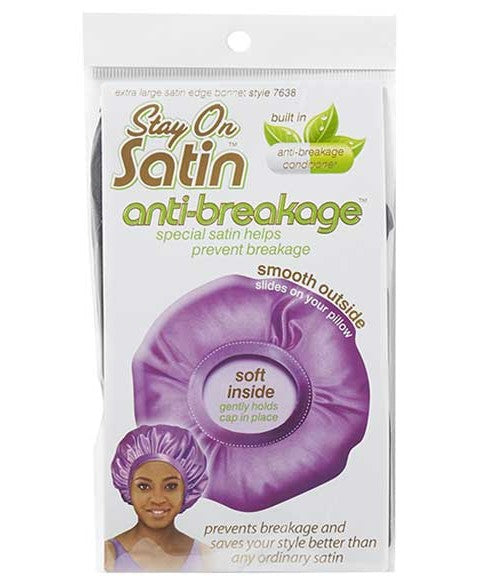 STAY ON SATIN ANTI BREAKAGE SATIN EDGE BONNET 7638 AST Durags and Caps Asetena Pa
