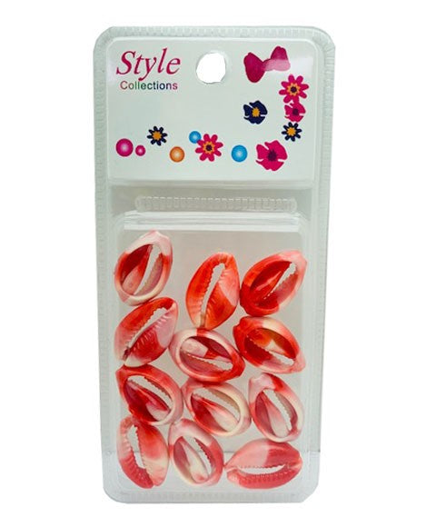 STYLE COLLECTION SHELL BEADS BD016R Color RED Kids Hair Accessories Asetena Pa