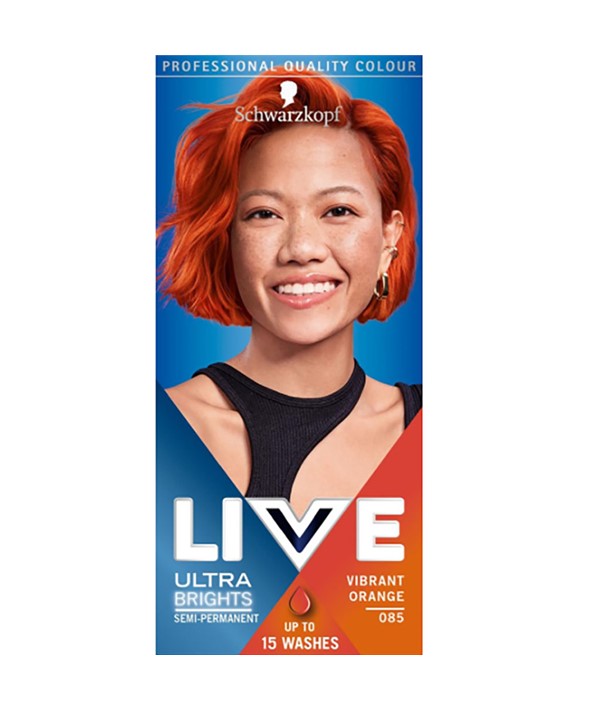 LIVE ULTRA BRIGHTS SEMI PERMANENT VIBRANT ORANGE 085 Hair Color Asetena Pa