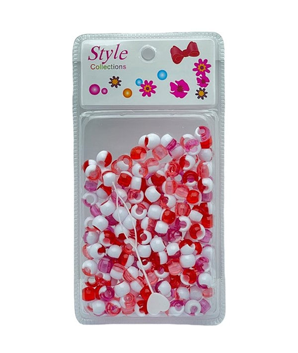 STYLE COLLECTION HAIR BEADS BD011 WHITE AND RED Hair Accessories Asetena Pa