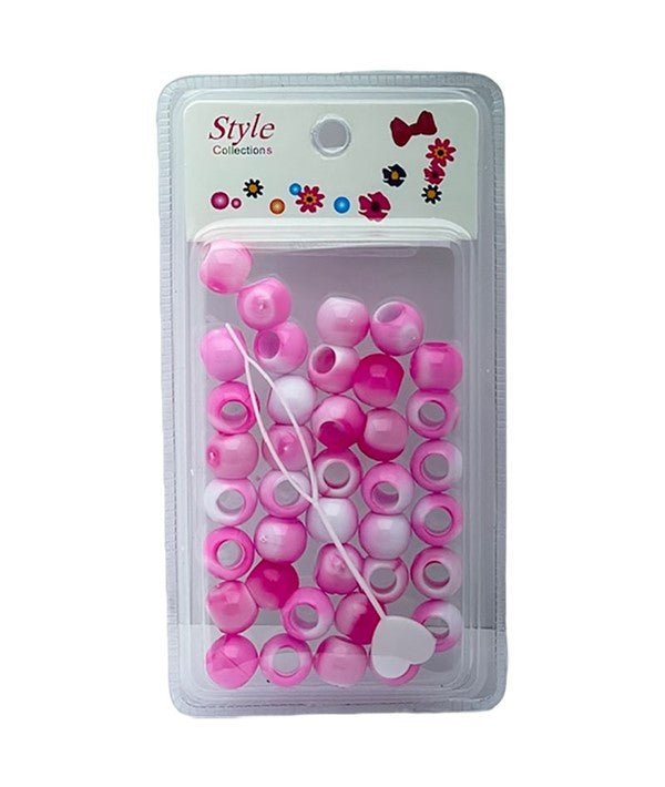 STYLE COLLECTION HAIR BEADS WHITE AND PINK BD009B Kids Hair Accessories Asetena Pa