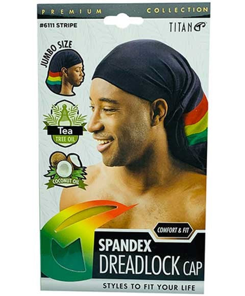 TITAN DONNA SPANDEX DREADLOCK CAP WITH TEA TREE OIL AND COCONUT OIL 6111 STRIPE Jumbo size Dreadlocks Products Asetena Pa