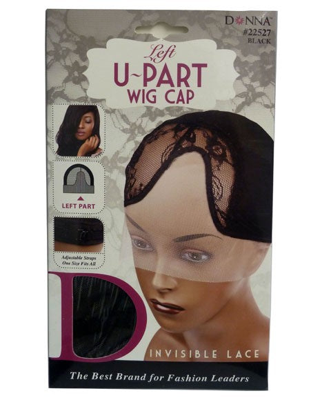 DONNA INVISIBLE LACE LEFT U PART WIG CAP 22527 Color Black Extensions Accessories Asetena Pa