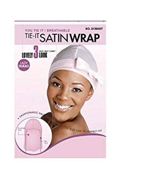 MAGIC COLLECTION TIE IT SATIN WRAP 2139AST Color Assorted Durags and Caps Asetena Pa