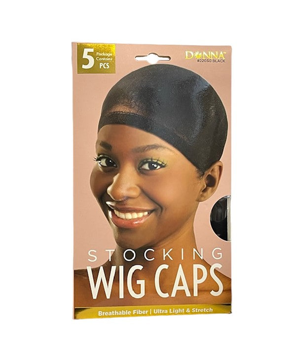 DONNA STOCKING WIG CAP 5PCS Color 22030 Black Extensions Accessories Asetena Pa