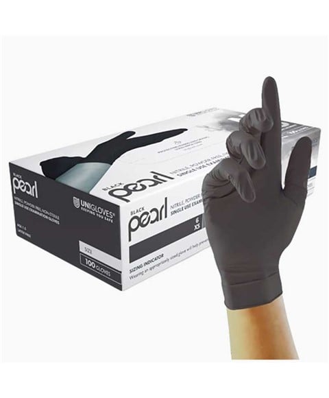 BLACK PEARL NITRILE DISPOSABLE GLOVES S Color Black Health And safety Asetena Pa