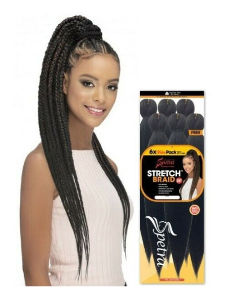 SPETRA MIRACLE FIBER 6X STRETCH BRAID 25'' Color 1 Hair for Braid Extensions Asetena Pa