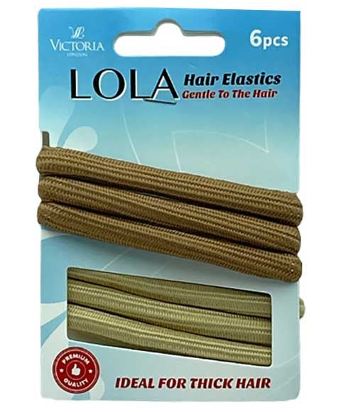 LOLA HAIR ELASTICS 19A2 6 pcs Color Beige And LBrown Kids Hair Accessories Asetena Pa