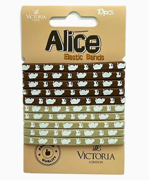 ALICE ELASTIC BANDS 61E2 10 Pcs Color Brown And Beige Kids Hair Accessories Asetena Pa