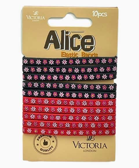 ALICE ELASTIC BANDS 6A1 10 Pcs Color Black and Red Kids Hair Accessories Asetena Pa