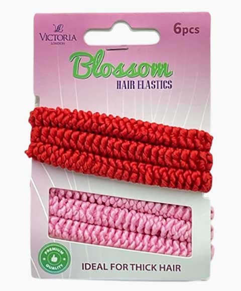 BLOSSOM HAIR ELASTIC BANDS 58A4 6 x 12 Pcs Color Red And Pink Kids Hair Accessories Asetena Pa