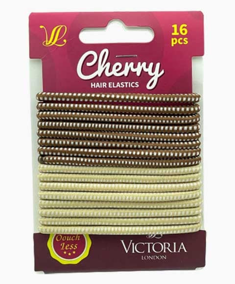CHERRY HAIR ELASTIC BANDS 42A2 16 Pcs Color Brown And Beige Kids Hair Accessories Asetena Pa