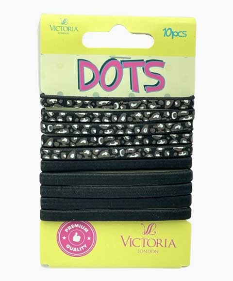 DOTS ELASTIC BANDS 22A1 10 Pcs Color Black Kids Hair Accessories Asetena Pa