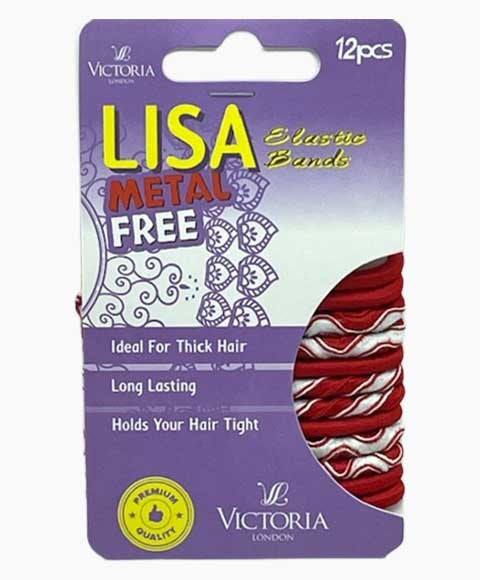 LISA METAL FREE ELASTIC HAIR BANDS 2A5 12 Pcs Color Red And White Kids Hair Accessories Asetena Pa