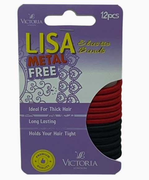 LISA METAL FREE ELASTIC HAIR BANDS 65A2 12 Pcs Color Red And Black Kids Hair Accessories Asetena Pa