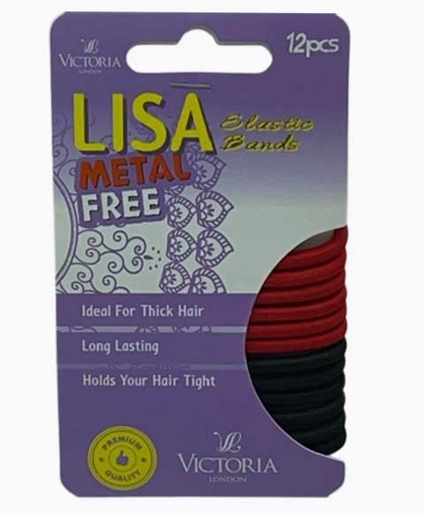 LISA METAL FREE ELASTIC HAIR BANDS 65A2 12 x 12 Pcs Color Red And Black Kids Hair Accessories Asetena Pa